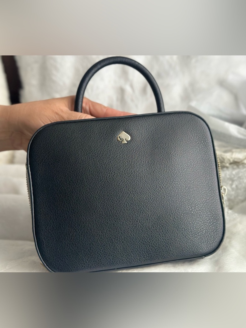 kate spade Black Pebbled Leather Top-Handle Satchel in perfect condition